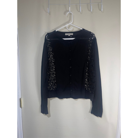 LOFT Sweaters - NWOT LOFT Black Button Up Long Sleeve Sweater Cardigan Women Size XL